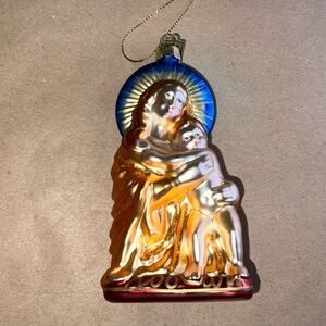 Eric Cortina Madonna & Child Jesus Glass Ornament Christmas Religious Design 5”